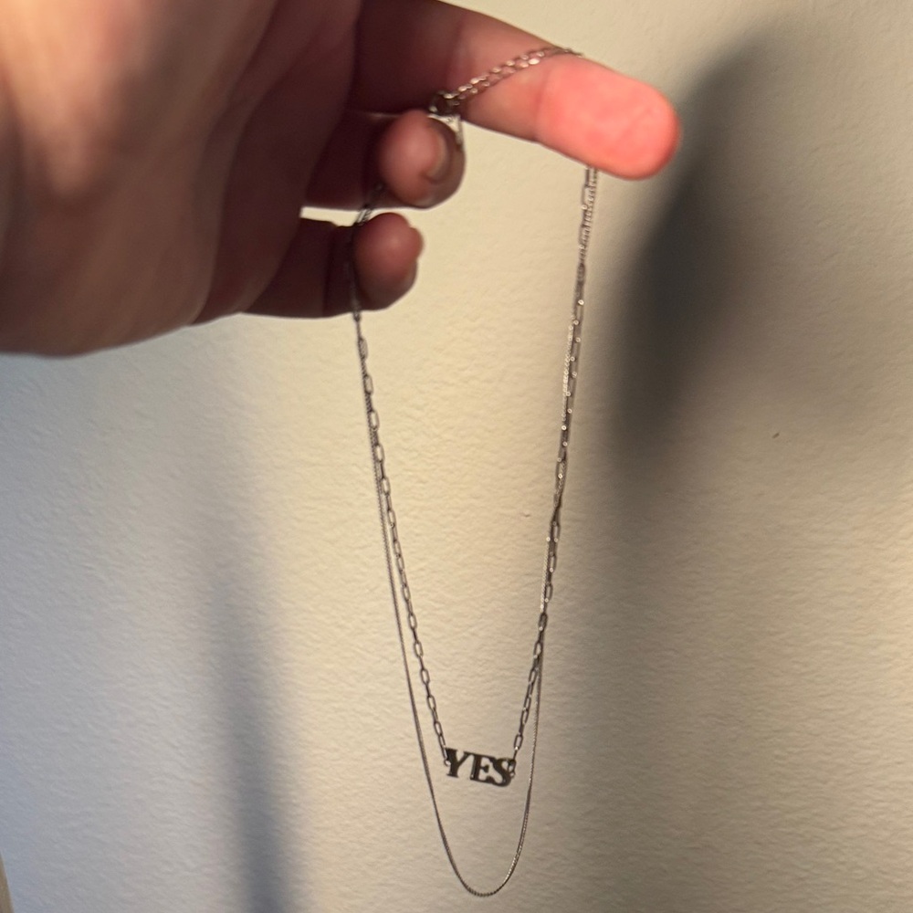 Silver 925 Double Layer 'YES' Necklace - Women Jewelry